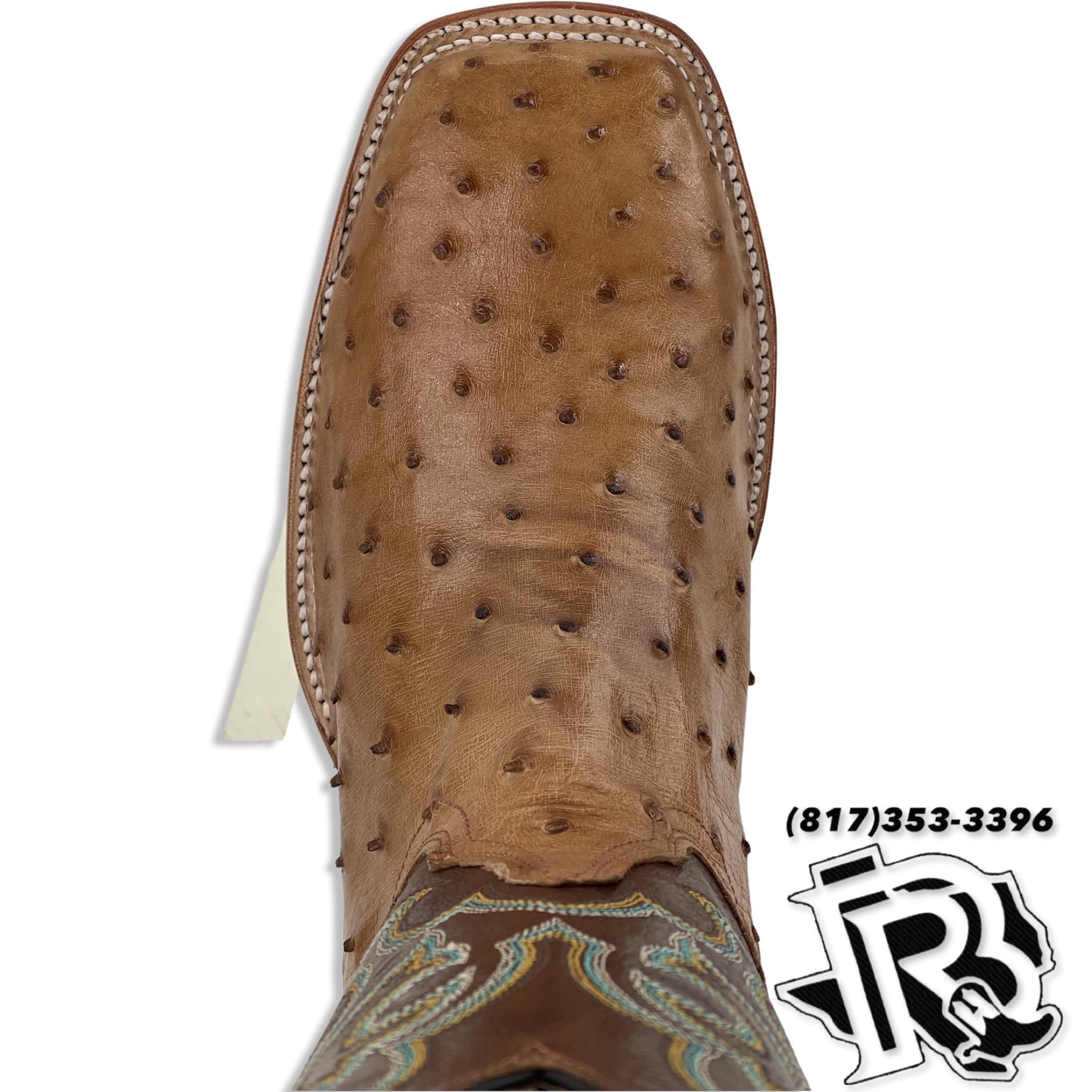 OSTRICH COGNAC ORIGNAL | JUSTIN BOOTS MEN SQUARE TOE WESTERN BOOTS 8516