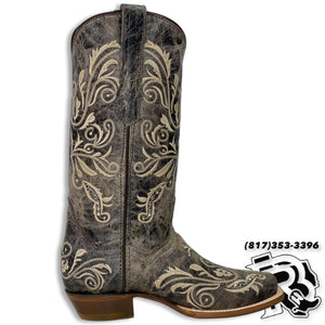 WOMEN BOOTS |WILD FLOWERS STITCHED SQUARE TOE STYLE #115342