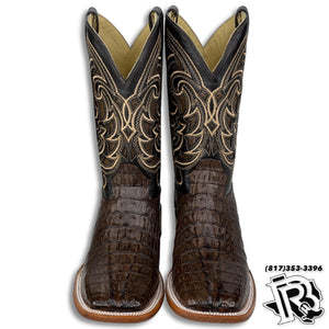 ORIGNAL -CAIMAN TAIL TABACO | MEN WESTERN SQUARE TOE BOOTS