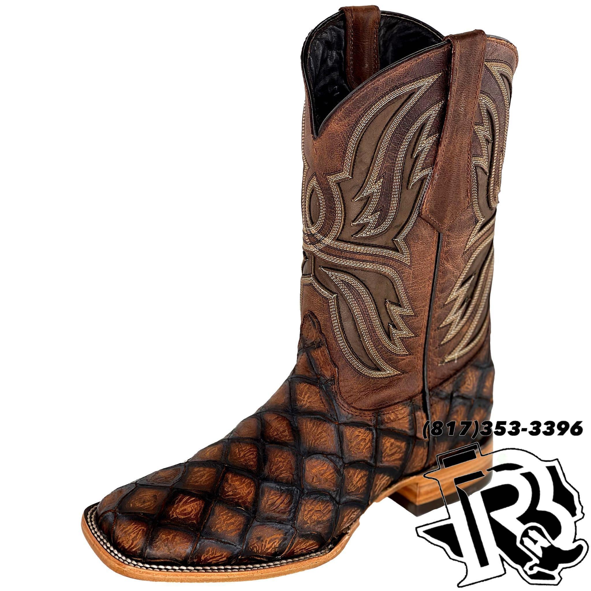 “ Montana “ | Men Western Square Toe Boots Brown Print Leather