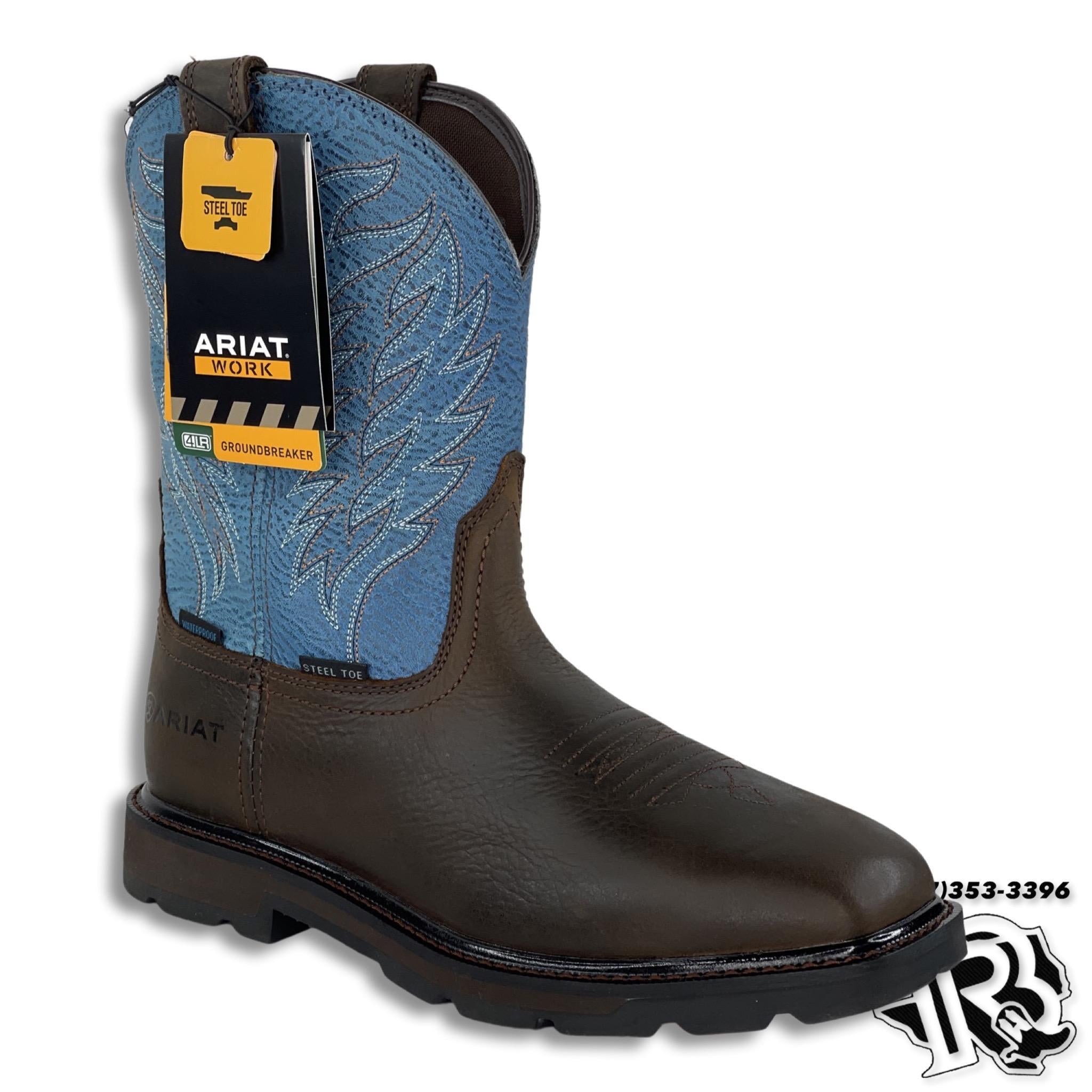 ARIAT STEEL TOE | WATERPROOF GROUNDBREAKER MENS WESTERN WORK BOOTS 10024999