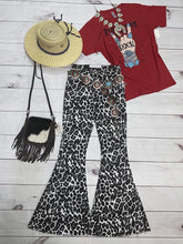 Load image into Gallery viewer, White Leopard Bell Bottoms