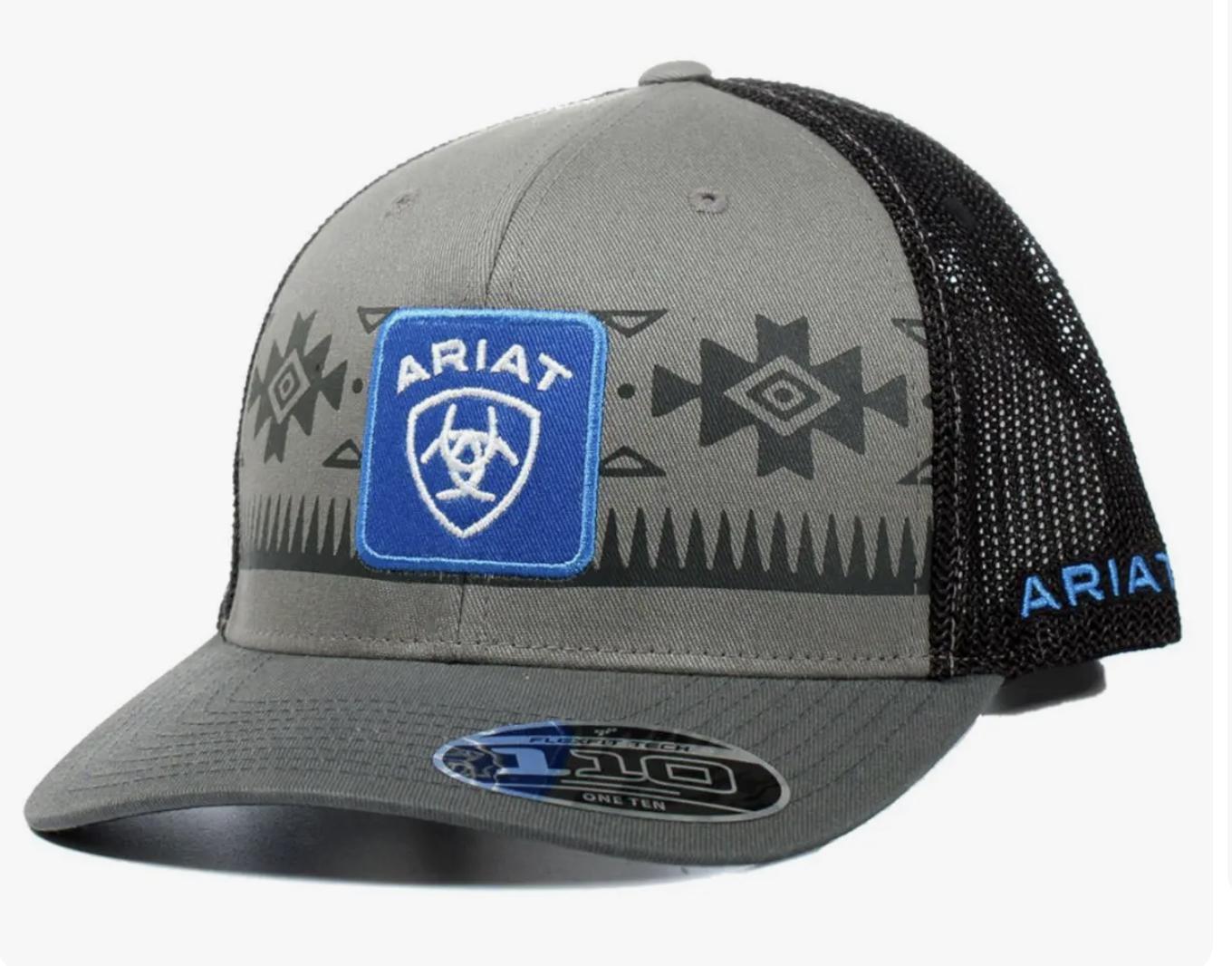 Ariat Mens Hat Baseball Cap Mesh Snapback Logo Grey |A300064806