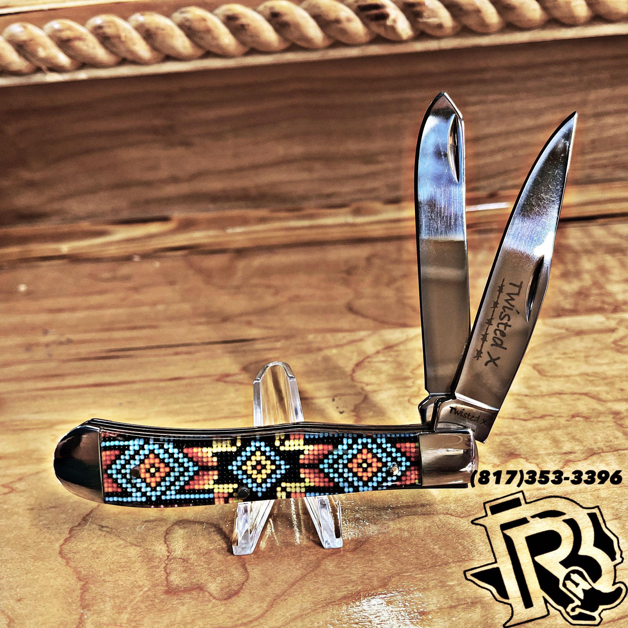 Twisted X KNIFE | 2 blade MULTI COLOR BEADED handle knife XK300