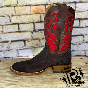 BR BOOTS BULL SHOULDER CHOCOLATE HANDMADE SQUARE TOE BOOTS