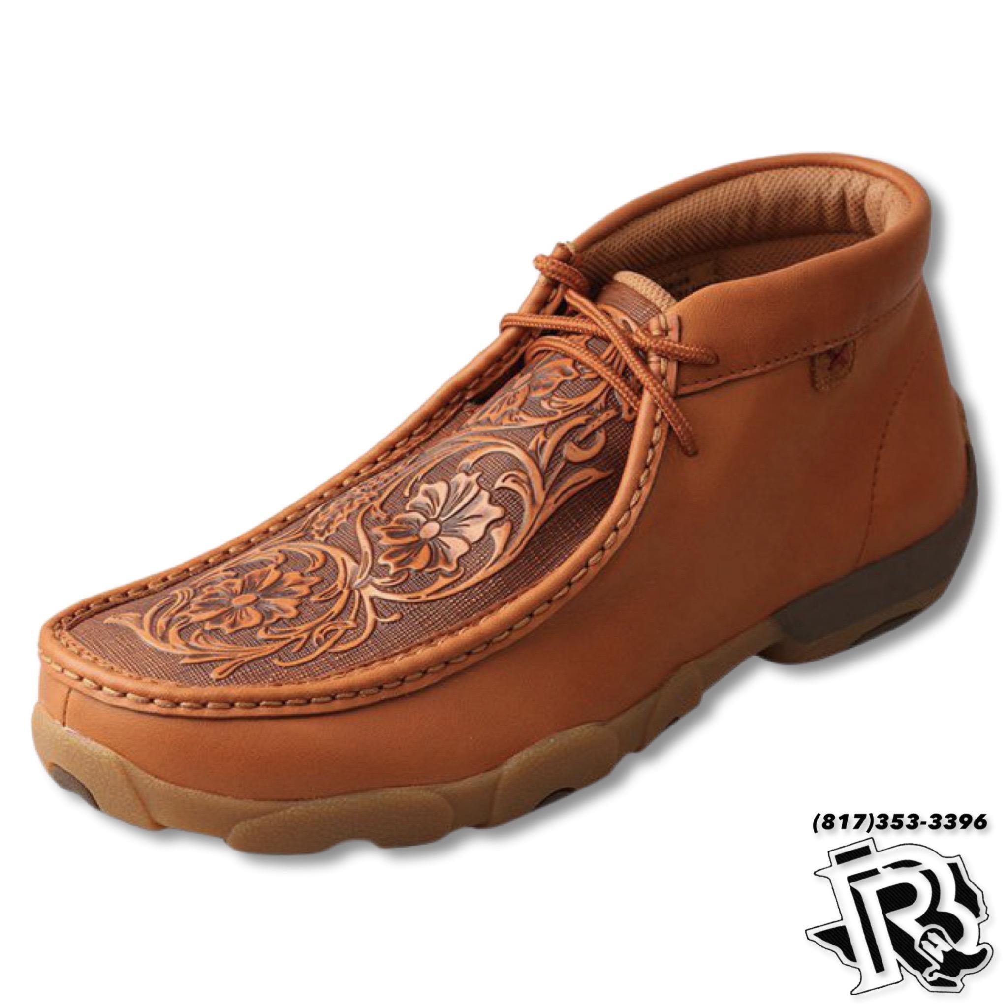 TWISTED X | Men Driving Moccasins Tan/Tooled LEATHER SHOES MDM0061