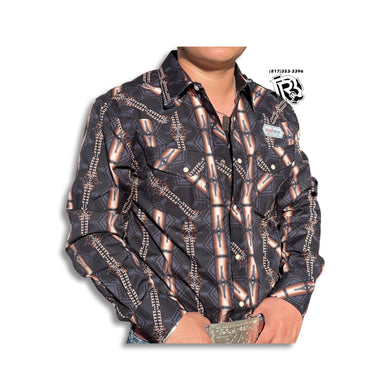 “ Nicholas “ | Men Western Shirt Aztec Long Sleeve Black RRMSOSRZ0V