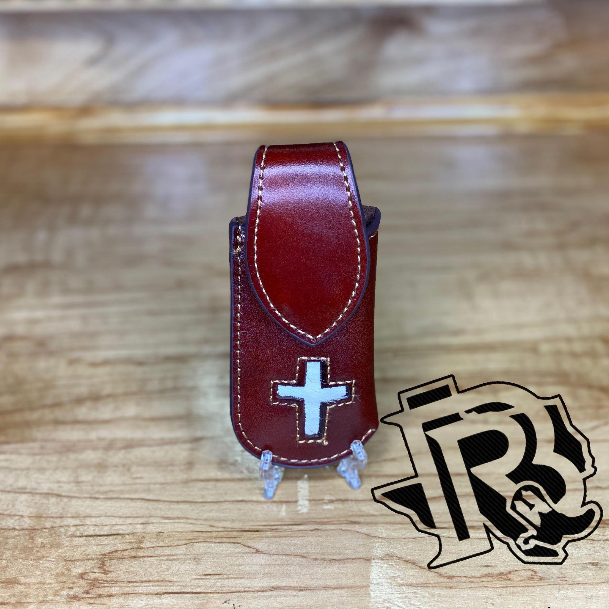 KNIFE SHEATH COWHIDE CROSS