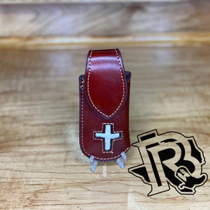 KNIFE SHEATH COWHIDE CROSS