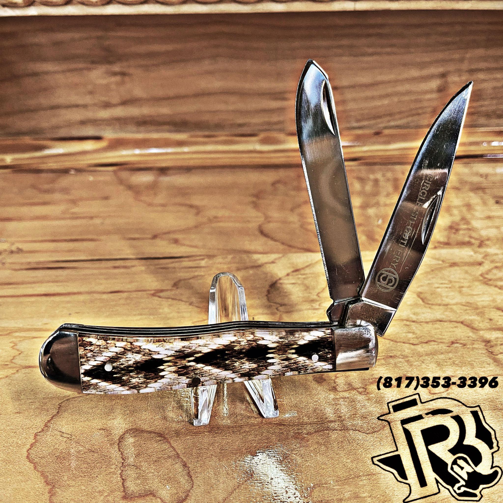CIRCLE SH KNIFES |2 BLADE RATTLE SNAKE PATTERN KNIFE