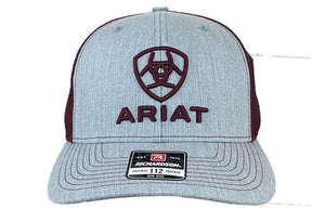 ARIAT GREY EMBROIDERY BURGUNDY MESH - HATS CAP - A300012009
