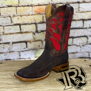 BR BOOTS BULL SHOULDER CHOCOLATE HANDMADE SQUARE TOE BOOTS
