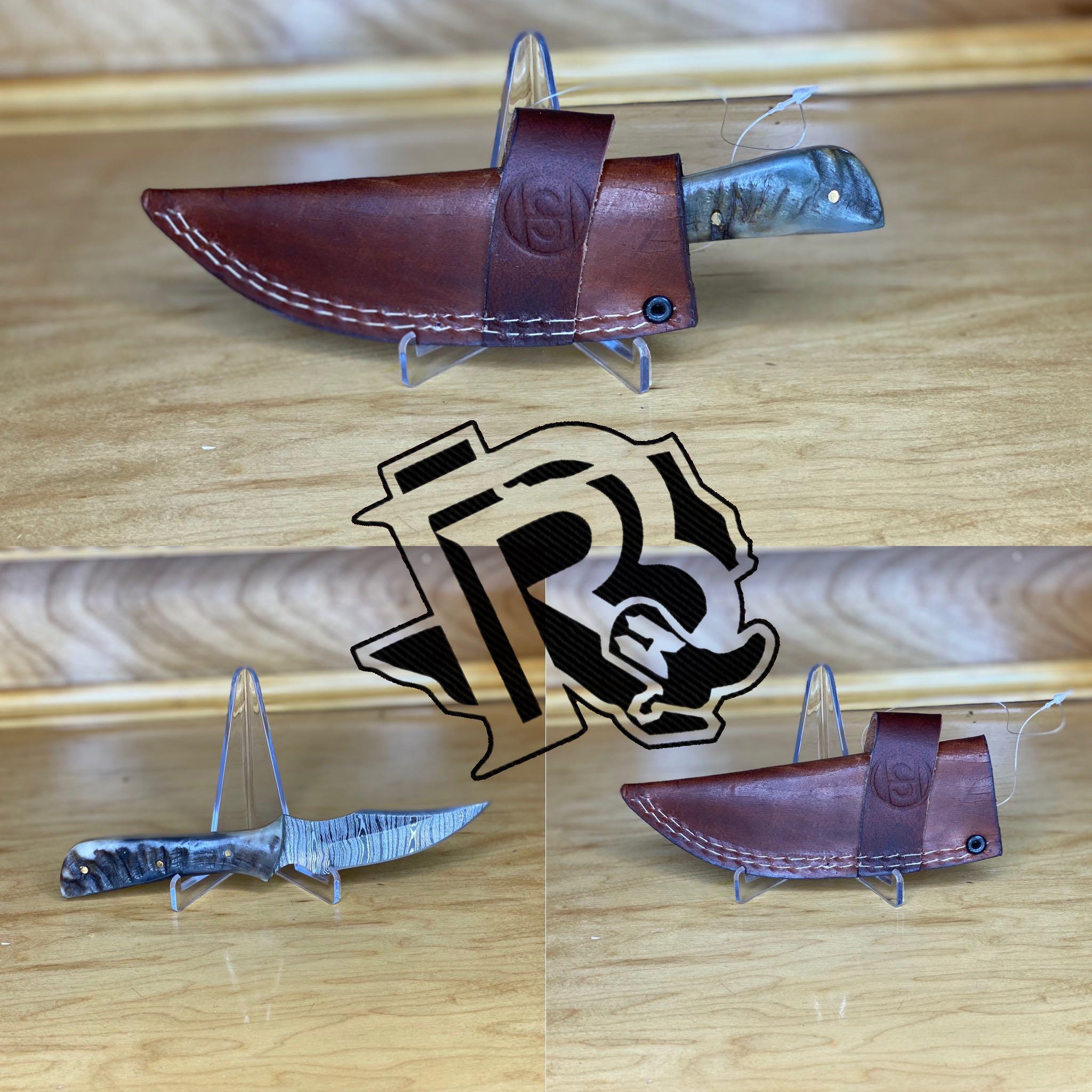 DAMASCUS KNIFE RAM  HORN WITH SHEATH DM-1109RH