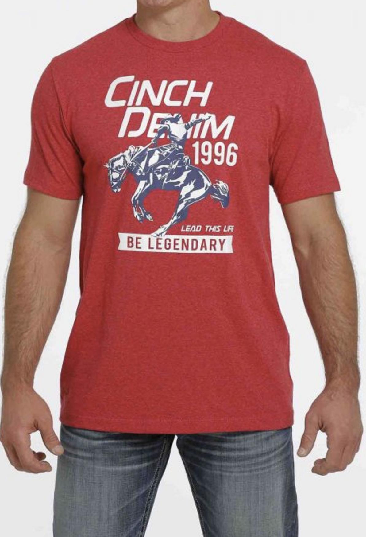 Cinch Men's Heather Red Short Sleeve T-Shirt Tee - MTT1690503