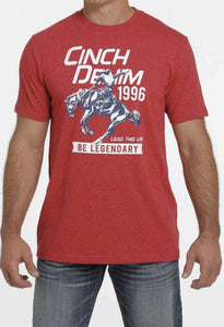 Cinch Men's Heather Red Short Sleeve T-Shirt Tee - MTT1690503