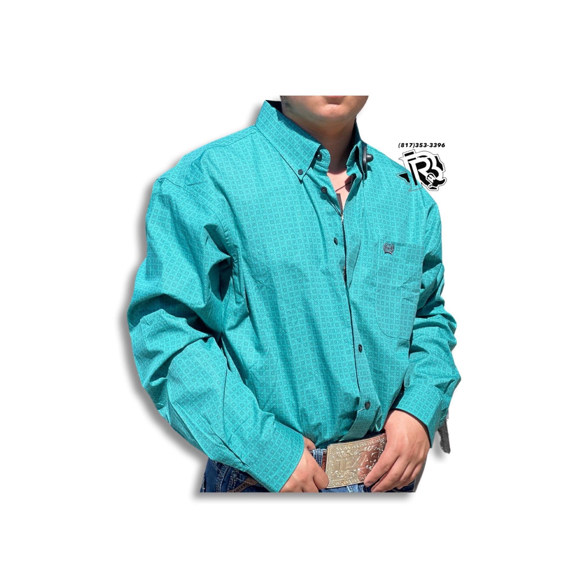 ” Ace “  | Men Western Long Sleeve Shirt turquoise MTW1105263