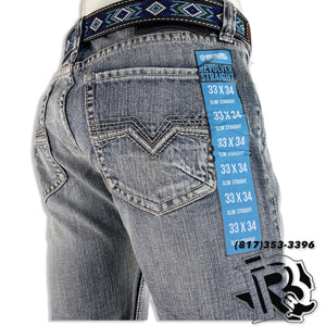 SLIM STRAIGHT | LIGHT WASH MEN'S ROCK ROLL WESTERN JEANS BLUE LABEL