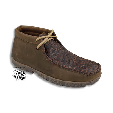 “ TONY “ |MEN MOC SHOES WITH TOOLED LEATHER LIGHT BROWN
