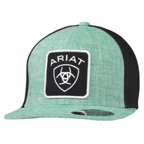 ARIAT MENS SNAP BACK FLEX FIT 110 LARGE PATCH LOGO GREEN