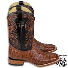 Load image into Gallery viewer, ORIGNAL -CAIMAN TAIL COGNAC | MEN WESTERN SQUARE TOE BOOTS