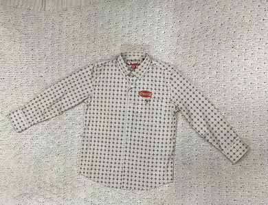 Kid's Cotton Brown Monogram Digital Print Dress Shirt | CWK8915