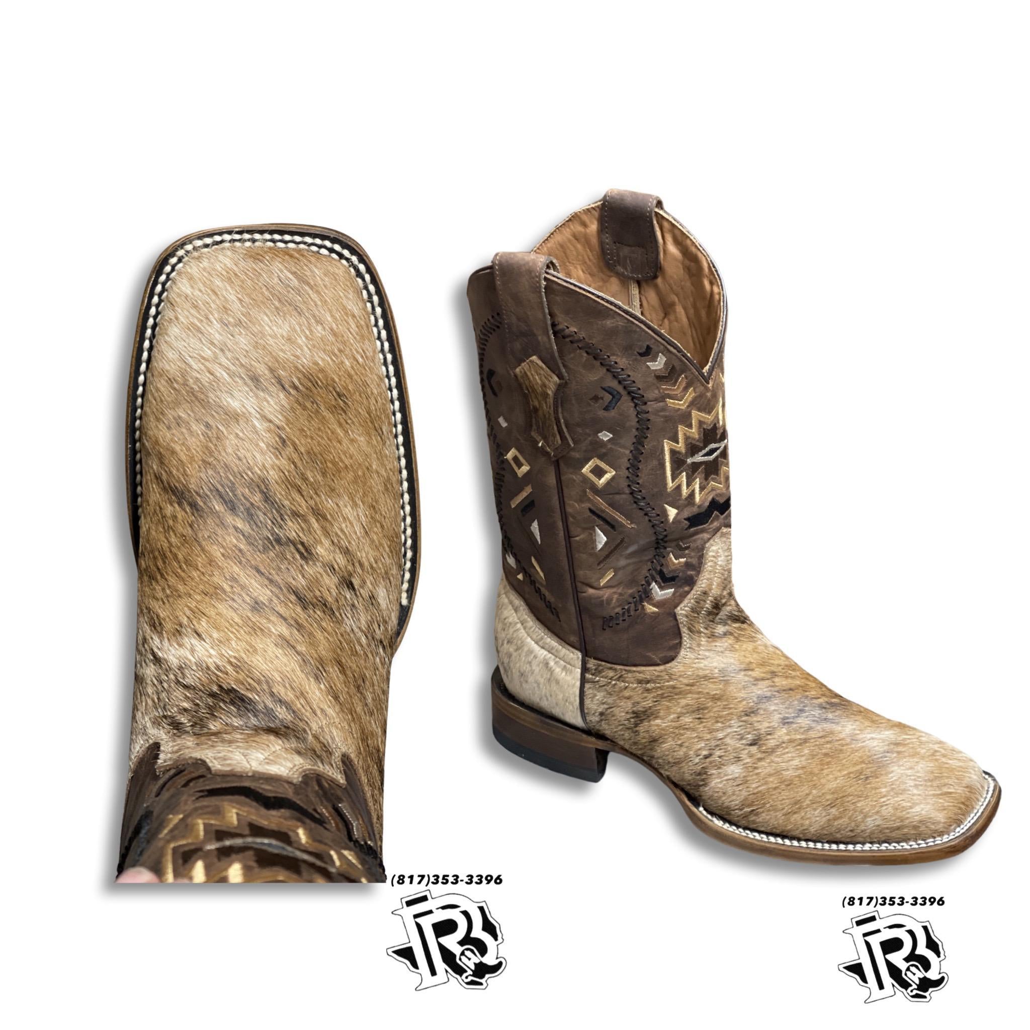 “ Augustine “ | MEN WESTERN SQUARE TOE DARK COWHIDE BOOTS