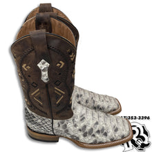 Load image into Gallery viewer, “ FRANK “ | JUMBO ORIGINAL PYTHON NATURAL MEN SQUARE TOE WESTERN BOOT