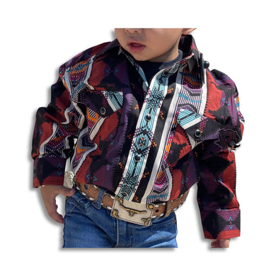 “ MATEO “ | BOYS BRUSHED COTTON MAROON PRINT SHIRT PANHANDLE | PSBSOSRZ20