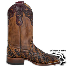 Load image into Gallery viewer, BASKET WEAVE | TAN/LIGHT BROWN MEN SQUARE TOE BOOTS