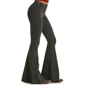 Rock & Roll Cowgirl Black Bell Bottom Pants 78-6315