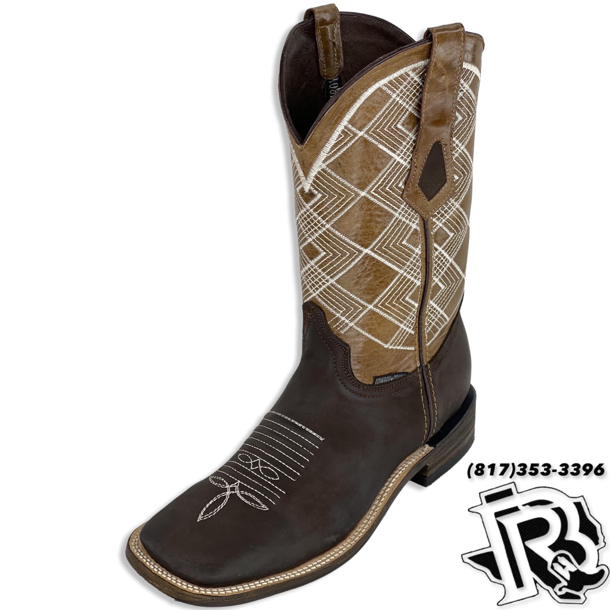 “ Clint “ | Men Western Square Toe Boots Leather Dark Brown