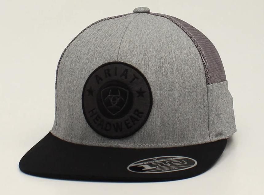 ARIAT MNS SB FLXFT ROUND LOGO GRAY CAP |A300014606
