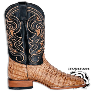 CAIMAN TAIL TAN ORIGNAL | SQUARE TOE MEN BOOTS