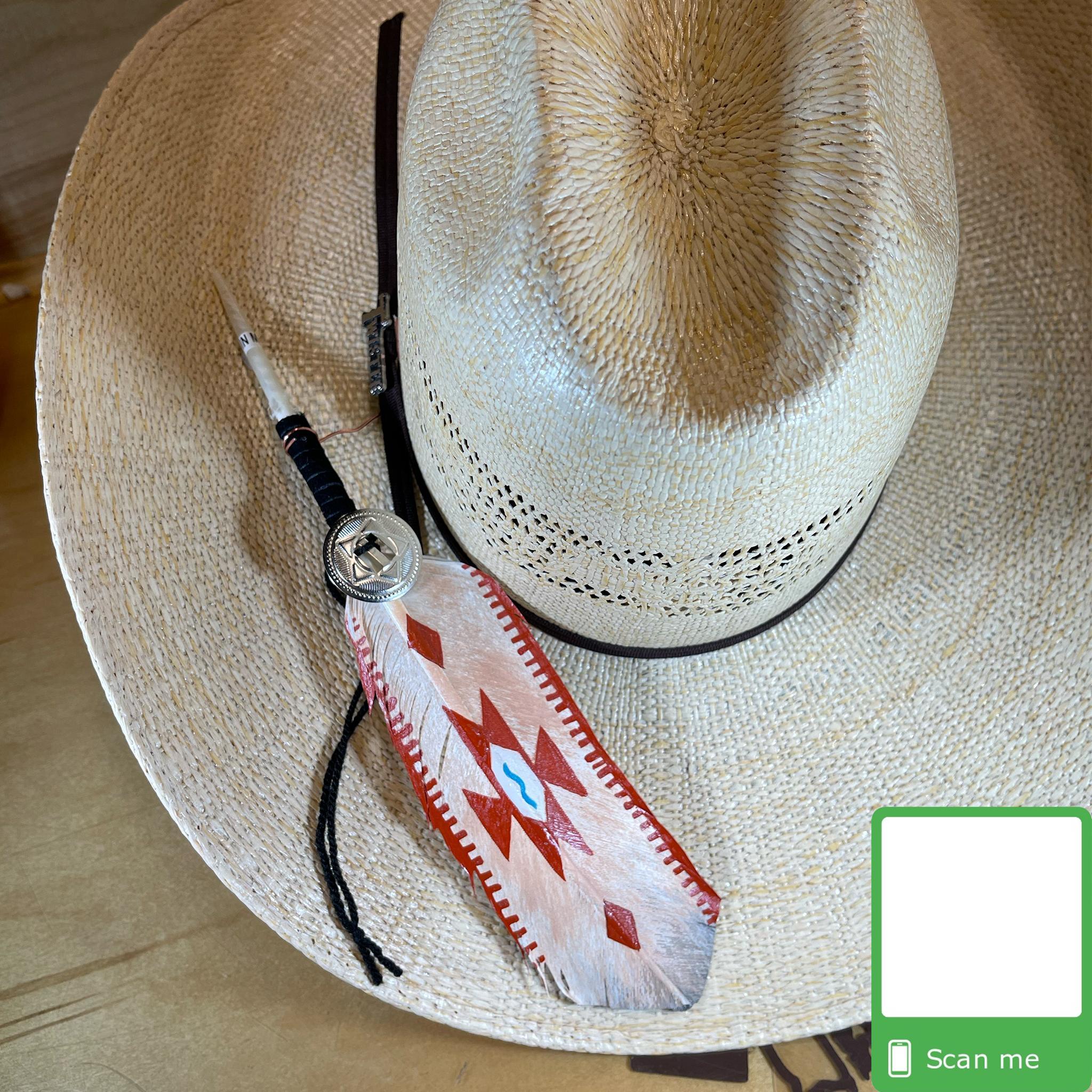 RED WHITE VINTAGE | HANDPAINTED FEATHER