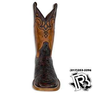 TOOLED LEATHER BROWN | HANDMADE TOOLED MEN SQUARE TOE MEN BOOTS