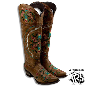 WOMEN BOOTS | “ISABLE” CAMEL WESTERN BOOTS MULTI COLOR STYLE #11001