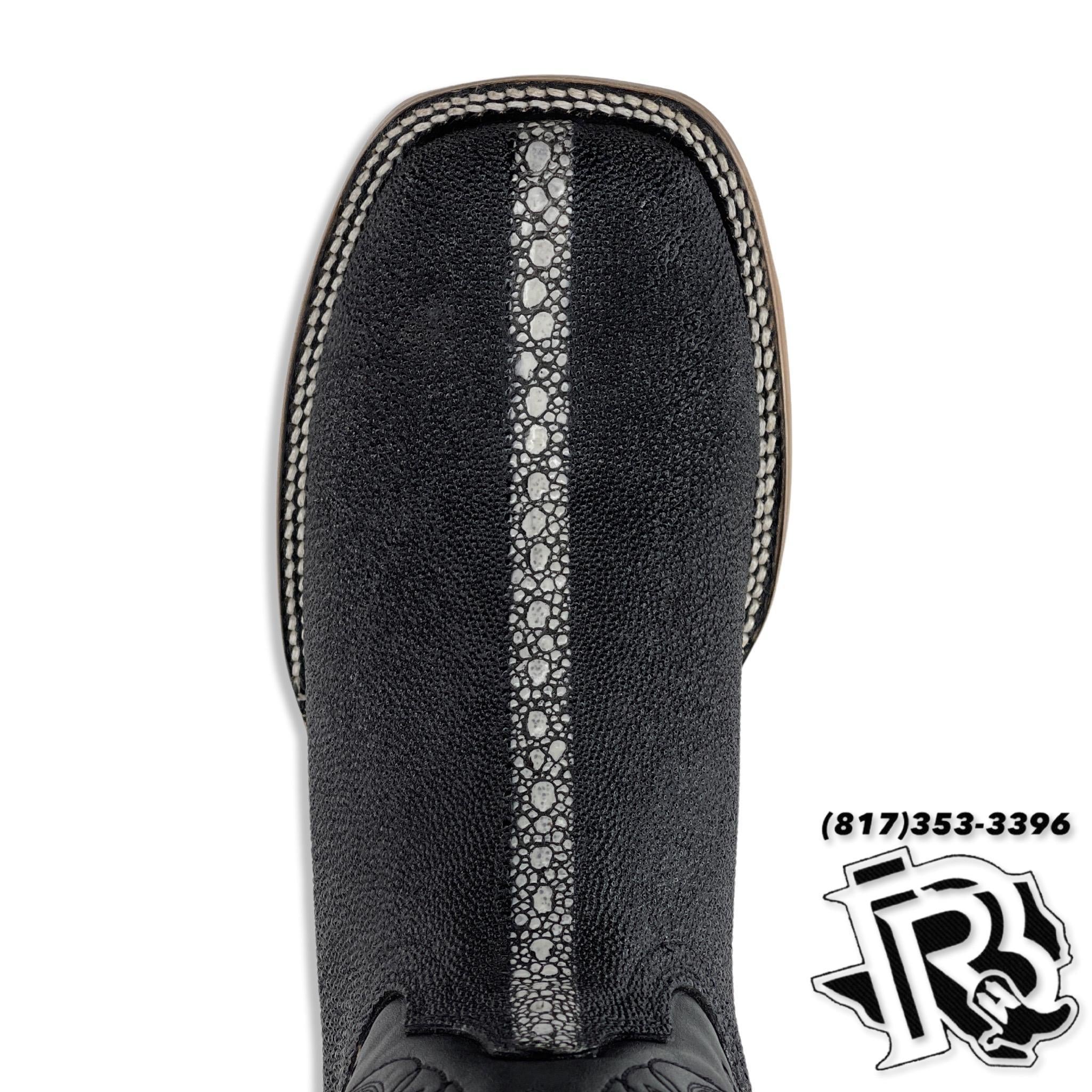 “ Jessie “ | Men Western Square Toe Boot Black Leather Print