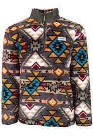 HOOEY YOUTH MENS BROWN AZTEC FLEECE PULLOVER WITH BROWN COLLAR | HFP001BRAZ