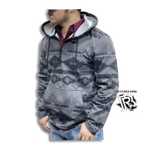 Load image into Gallery viewer, “ Philip “ | MENS PRINTED AZTEC KNIT HOODIE GREY  | PRMO91RZXN
