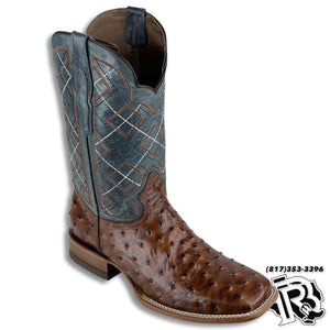 OSTRICH SHEDRON PRINT | MEN SQUARE TOE WESTERN COWBOY BOOTS