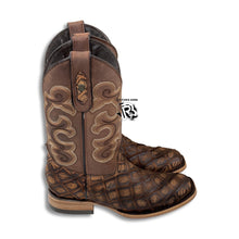 Load image into Gallery viewer, “ Tanner “ | Youth Boys Western Square Toe Boots Brown Rustic Cocnac