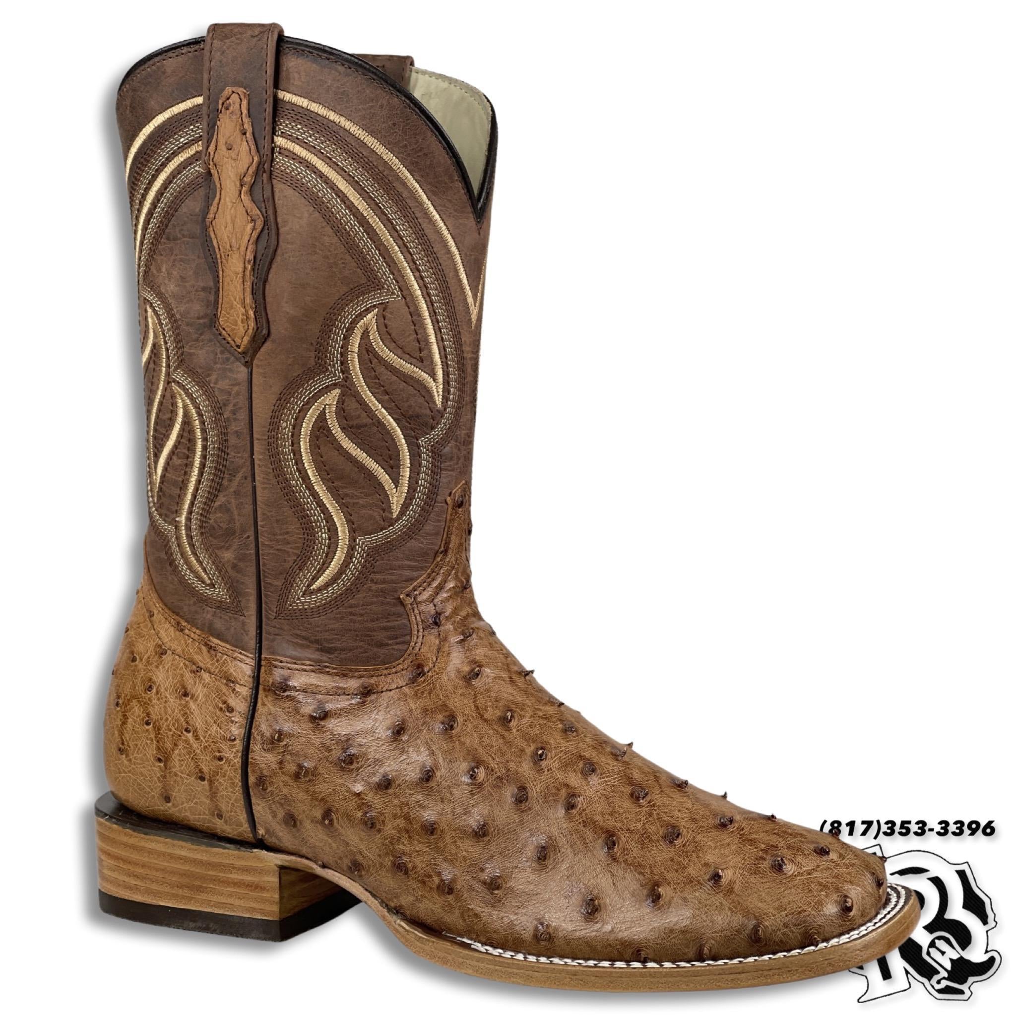 ORIGINAL OSTRISH | MEN BRANDY BRUCIATO WESTERN SQUARE TOE BOOTS