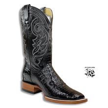 Load image into Gallery viewer, -CAIMAN BELLY ORIGNAL BLACK | MEN WESTERN SQUARE TOE BOOTS
