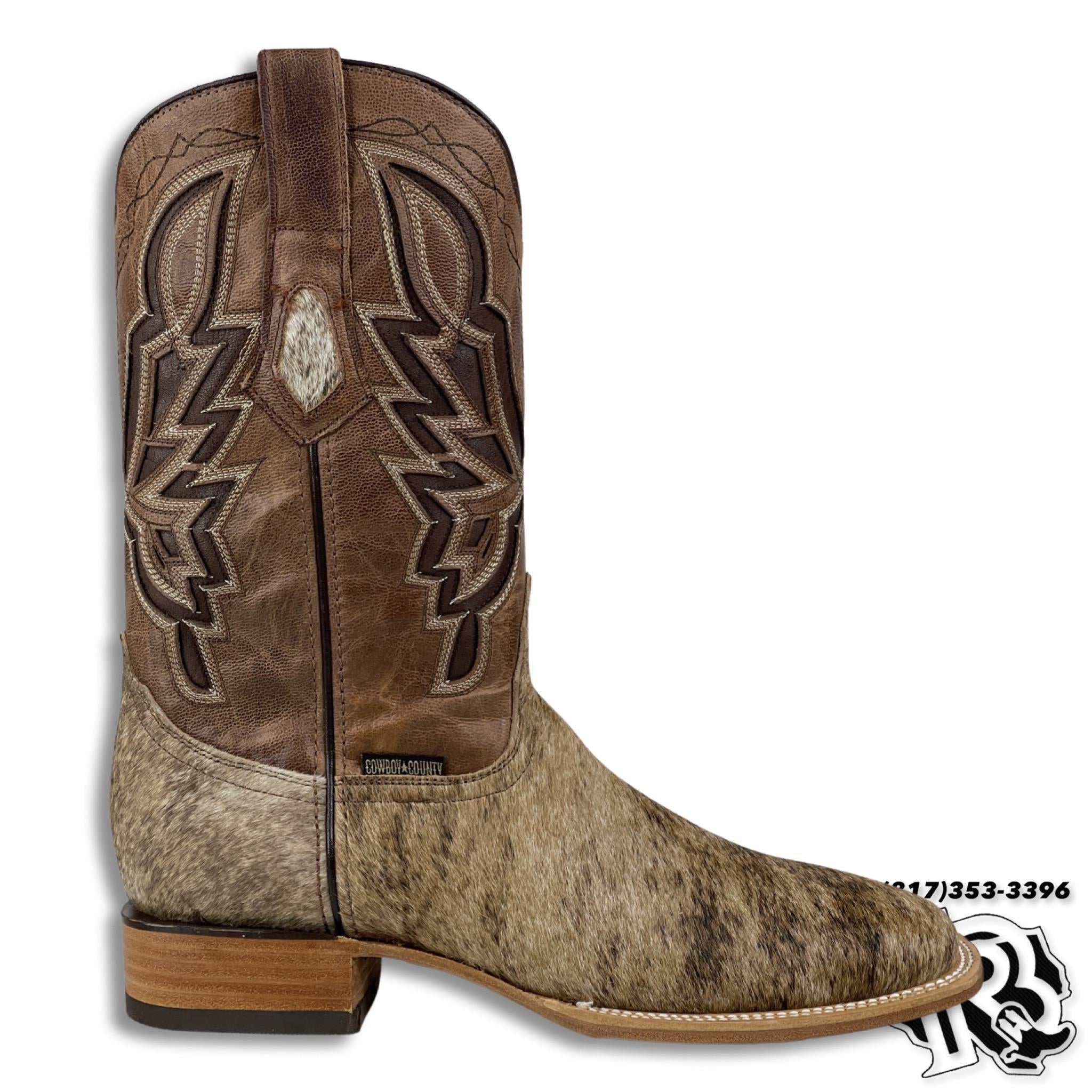 COW HIDE | MEN WESTERN SQUARE BOOTS LIGHT BROWN