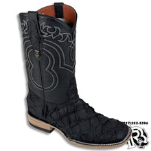 Load image into Gallery viewer, “ Buck “ | Men Western Square Toe Boots Black Original Leather Hometown