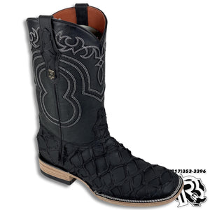 “ Buck “ | Men Western Square Toe Boots Black Original Leather Hometown