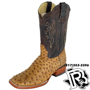 ORIGNAL -OSTRICH UMBER | MEN WESTERN  SQUARE TOE MEN BOOT Arango