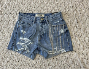 Womens chain fringe shorts light wash rock & roll | RRWD68R0VE