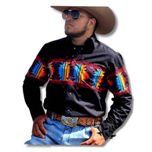 Load image into Gallery viewer, “ LEONEL “ | MEN LONG SLEEVE VINTAGE SHIRT BLACK RETRO RED PHMSOSR0MW