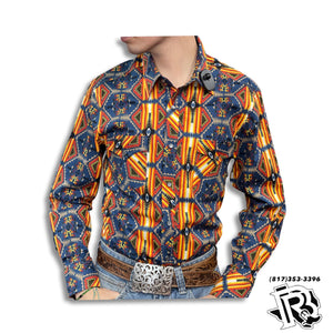 “ Noel “ | MEN AZTEC YELLOW  LONG SLEEVE SHIRT RRMSOSR096